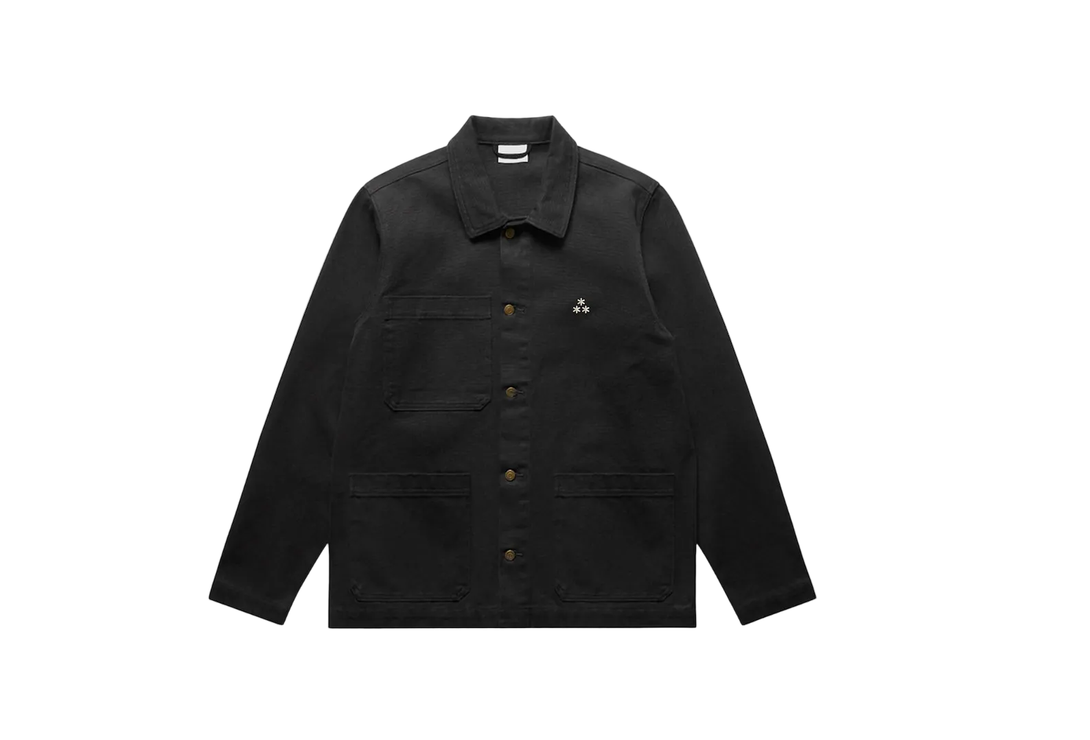 Black jacket with a white asterism logo