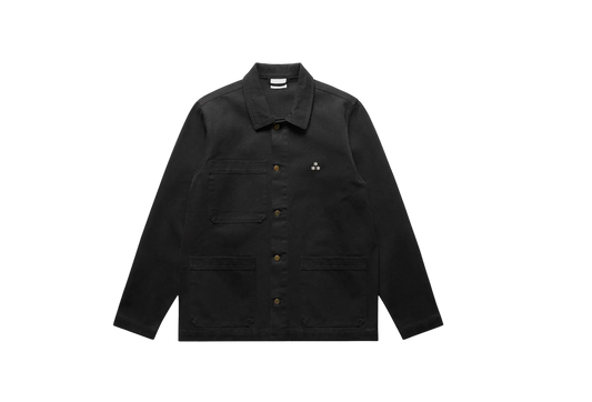 Black jacket with a white asterism logo